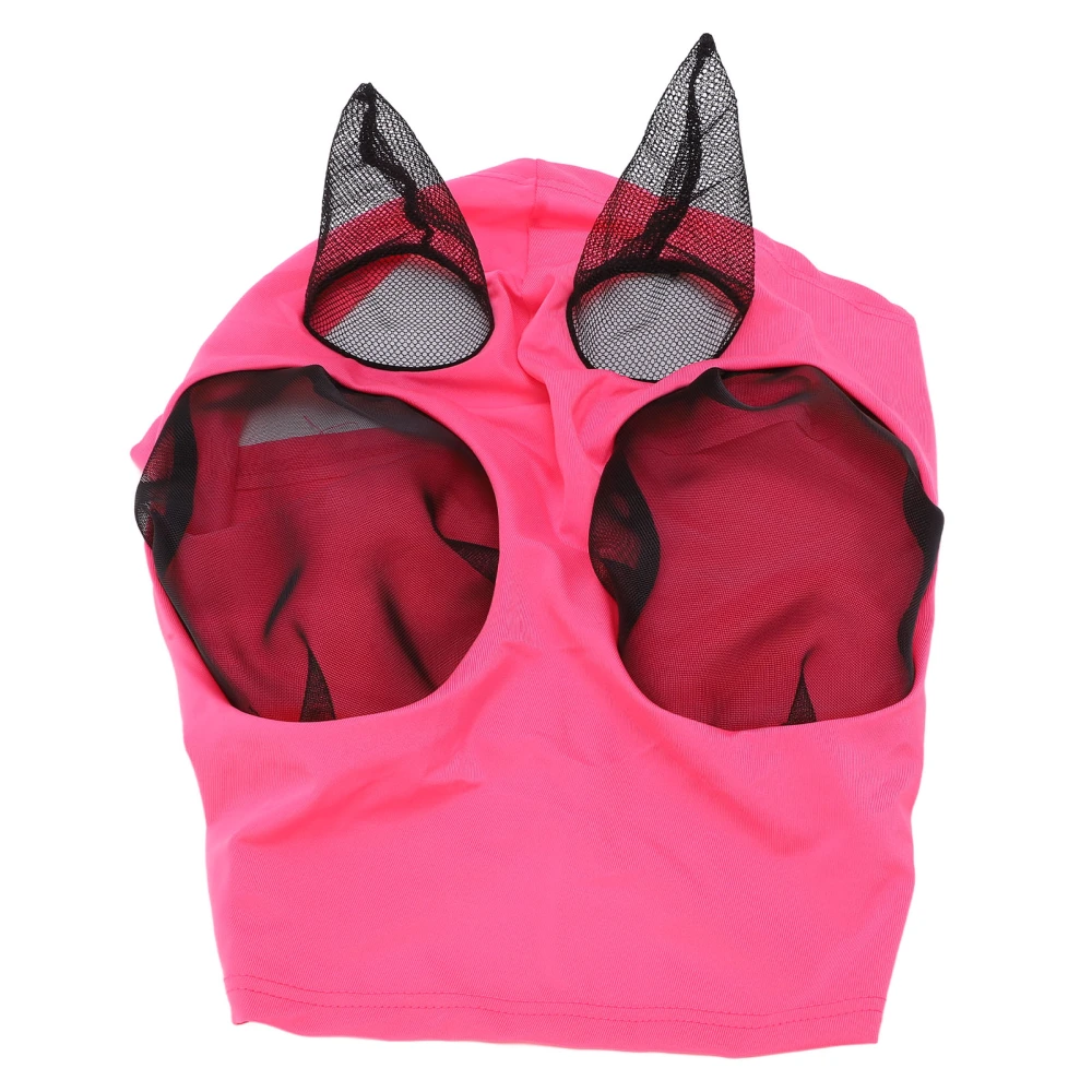 Horse Fly Mask Breathable Comfortable Soft Knitted Fabric Additional Fine Mesh Horse Face Mask Pink