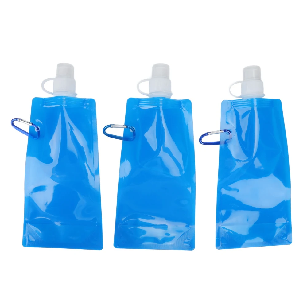 BuyWeek 3pcs 480ml Collapsible Water Bottles Portable Ultralight Foldable Drinking Bottle with Connecting Hook