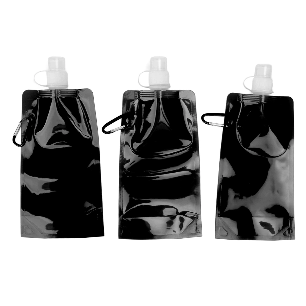 Collapsible Water Bottle Multifunction BPA Free PE Soft Water Bottle for Outdoor Travel Camping 700ml Black