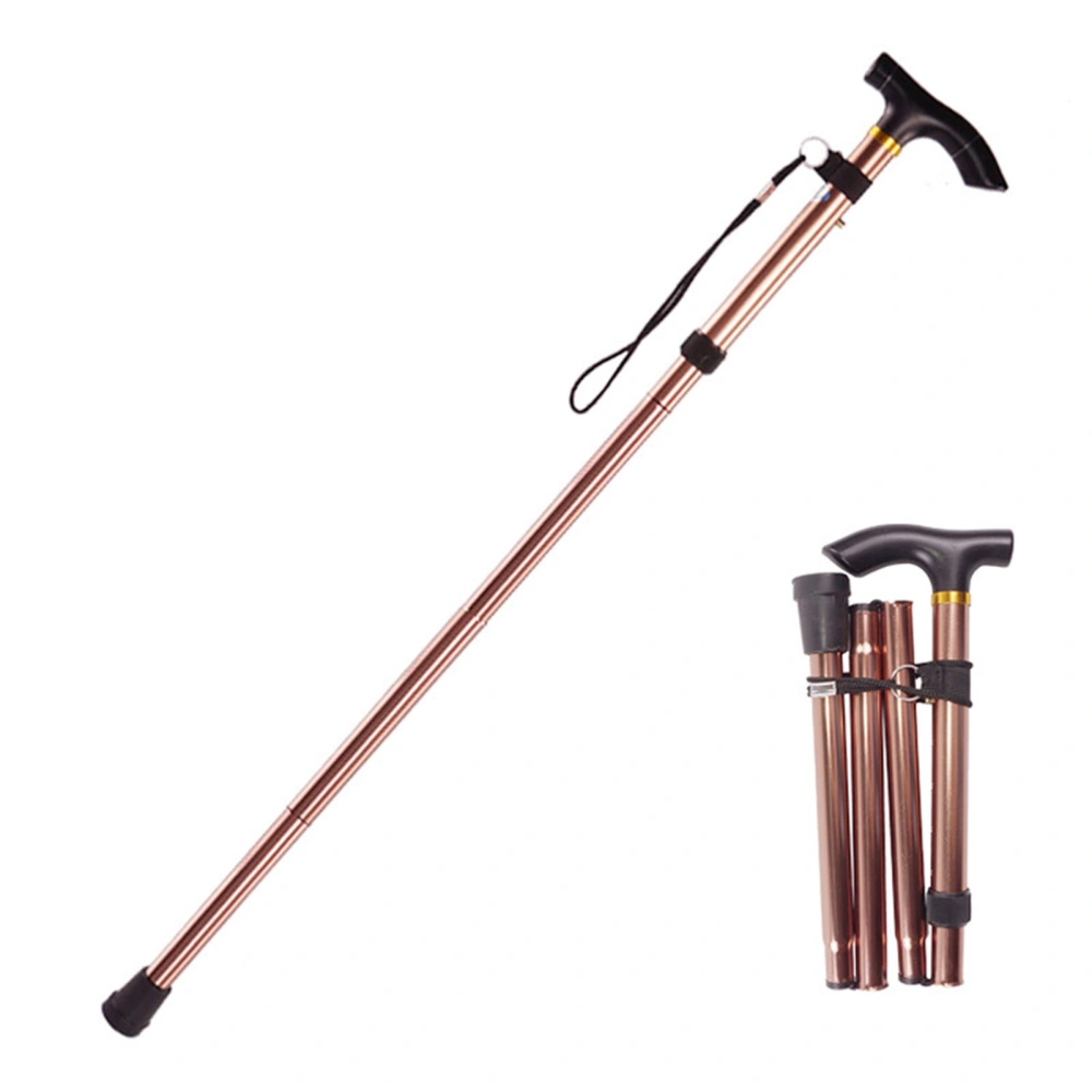 Folding Walking Stick Aluminum Alloy Crutches Non Slip Telescopic Crutches for Elderly Brown 82-92cm / 32.3-36.2in