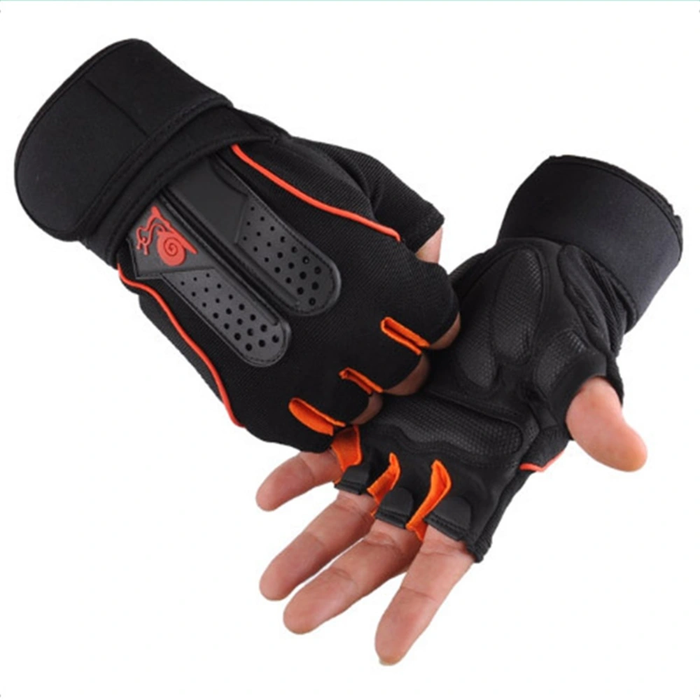 BuyWeek Sport Gloves Breathable Anti Slip Shock Absorption Fashionable Half Finger Cycling Gloves for Outdoor Exercise Orange M