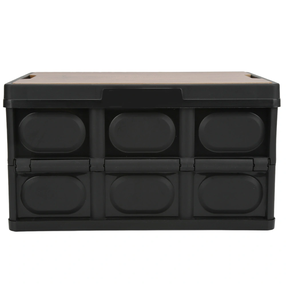 30L Outdoor Multifunctional Folding Storage Box Thicken Removable Portable Storage Box with Wooden Panel for Outdoor Black