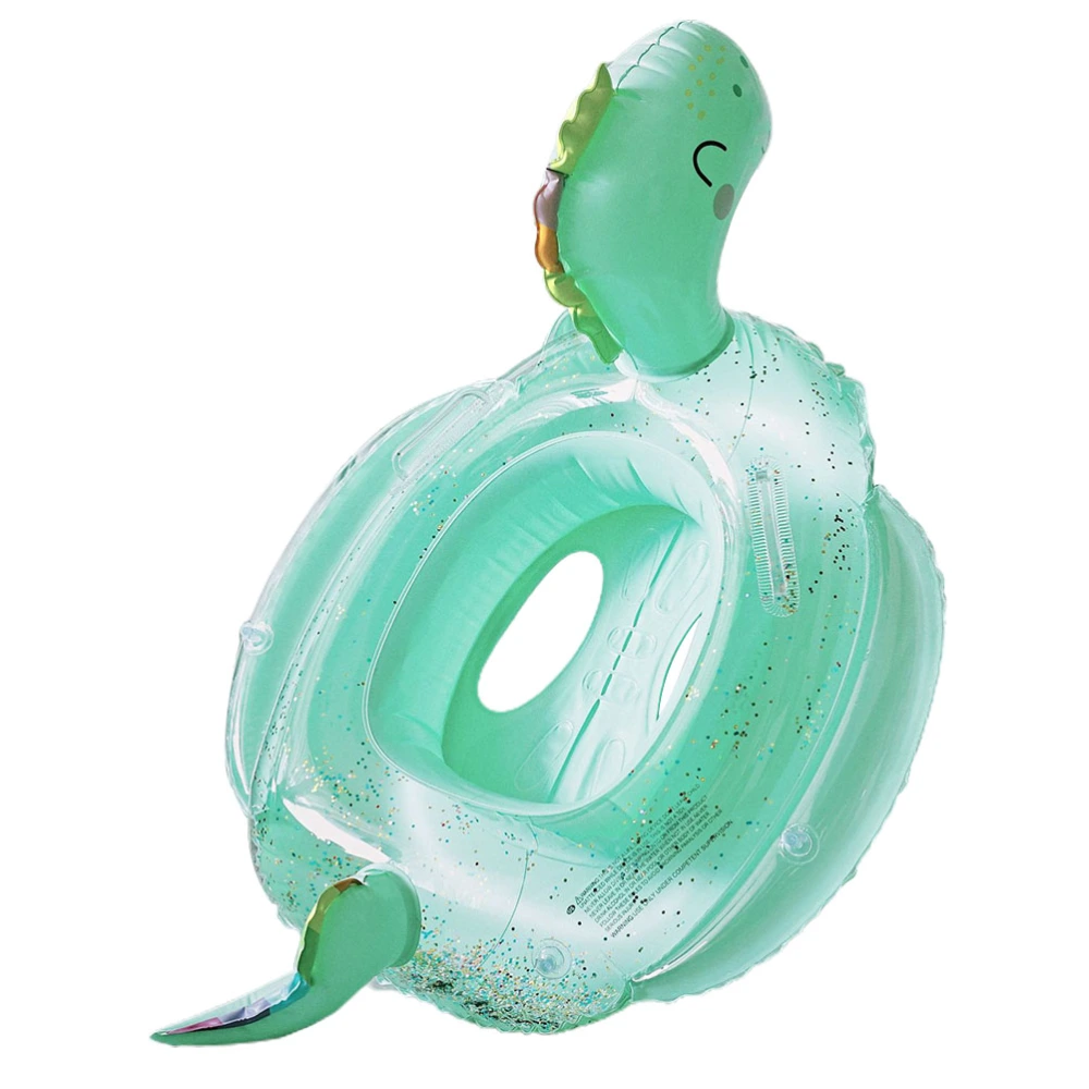 Baby Pool Float Cartoon Dinosaur Inflatable Thick Swimming Ring with Safety Seat for Kids Pool Swim Training Aid