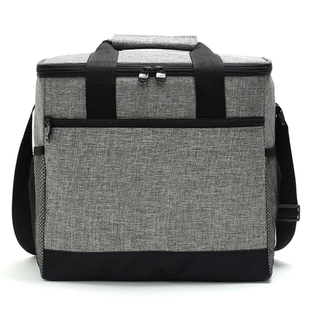 16L Lunch Bag Insulated Bento Bag Waterproof Lunch Cooler Bag with Mesh Pocket Design for Travelling Picnic Gray