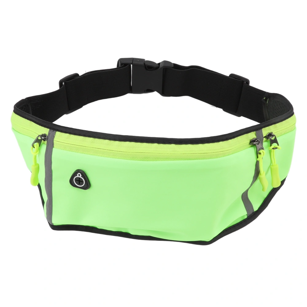 Fitness Waist Bag Three Storage Compartments Headphone Hole Design Wear Resistant Waist Bag for Running Cycling Hiking Green