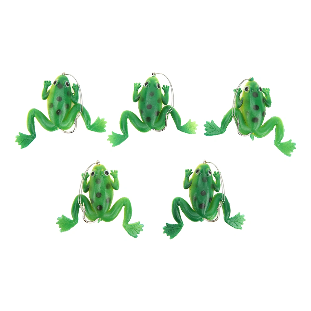 BuyWeek Frog Lure Soft Lifelike Artificial Rubber Swimming Bait with Hook for Fishing 5pcs 3g Green