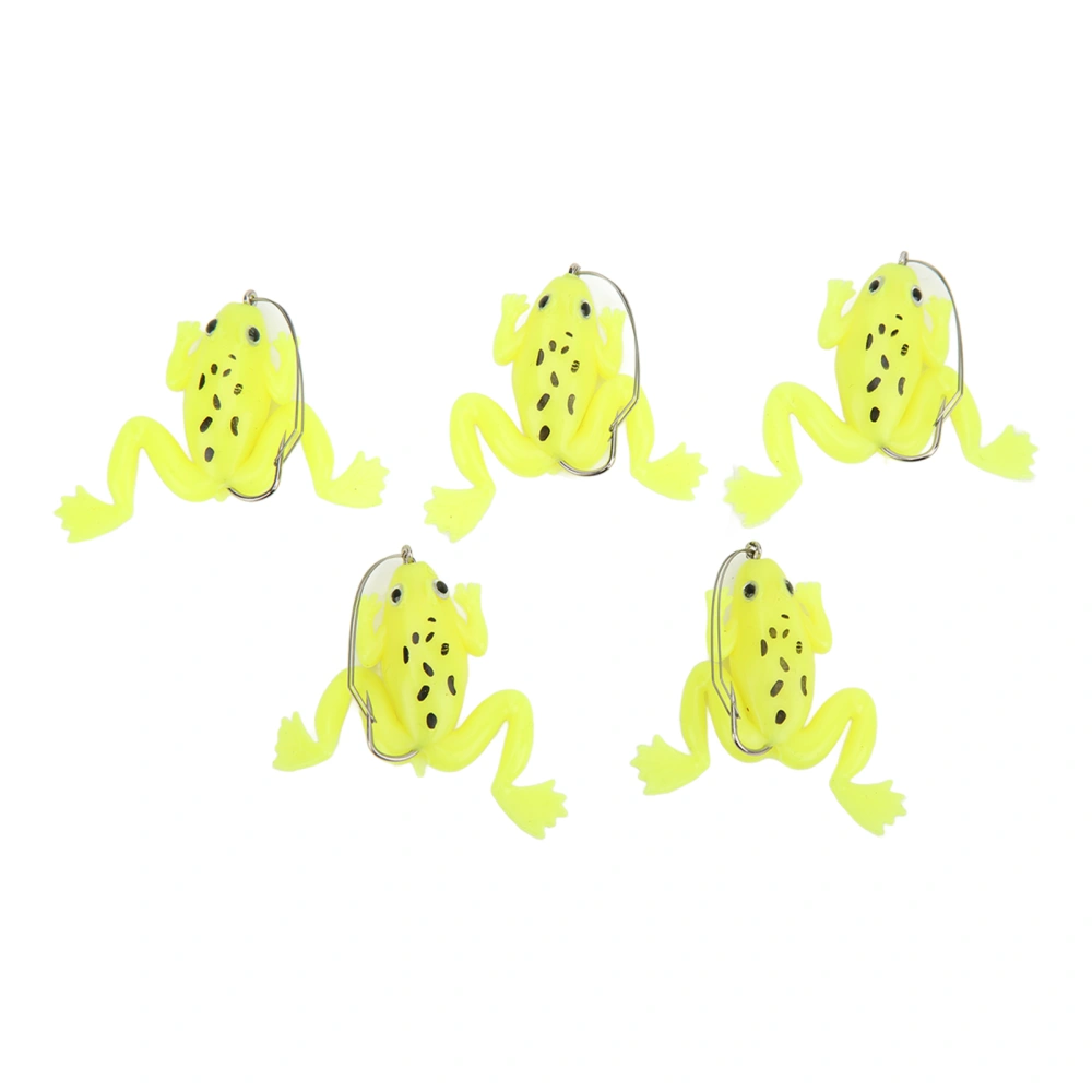 Frog Lure Soft Lifelike Artificial Rubber Swimming Bait with Hook for Fishing 5pcs 3g Fluorescent Yellow