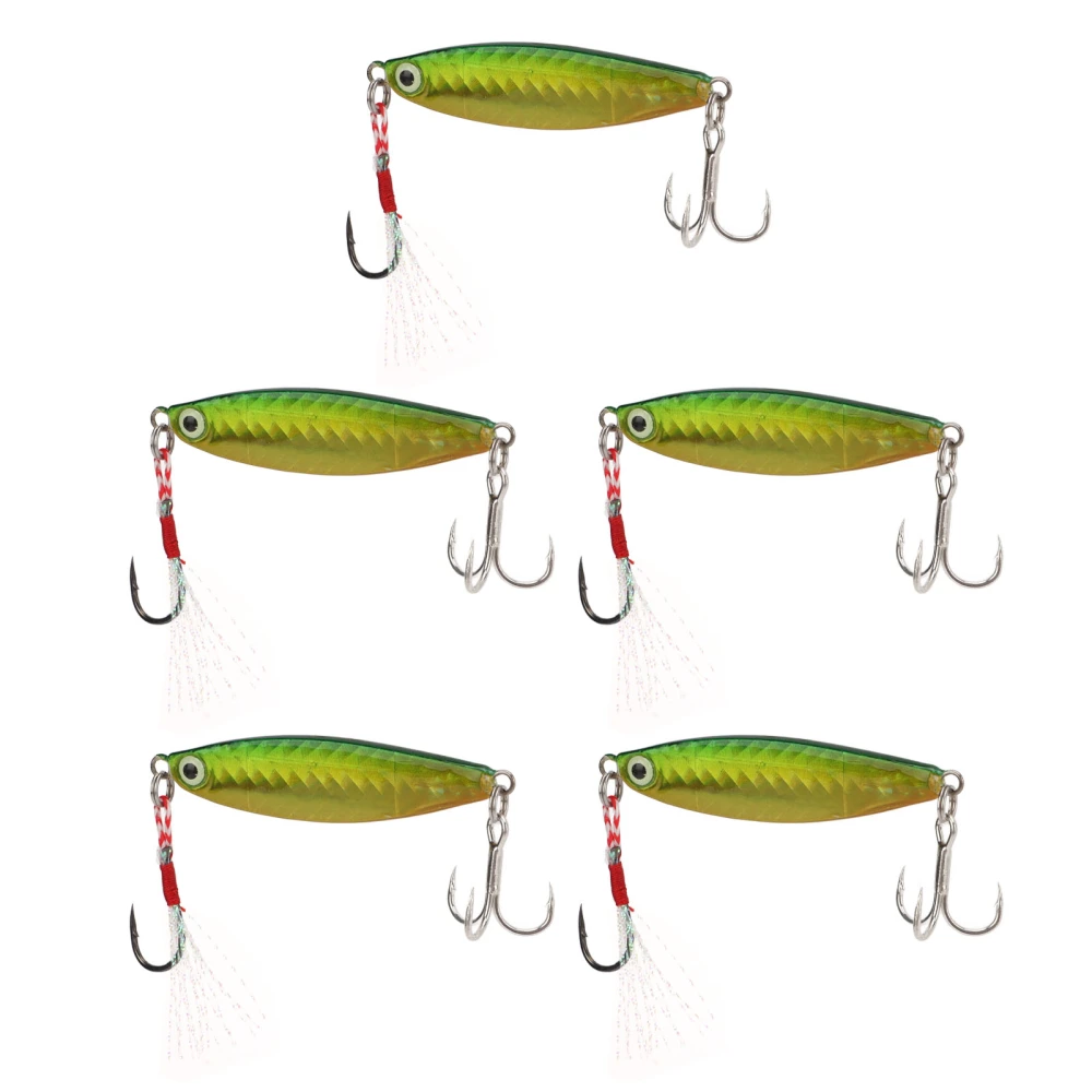 BuyWeek 5Pcs 20g Vib Fishing Bait Metal Vib Hard Fishing Lure Artificial Hard Lures Fake Bait Green