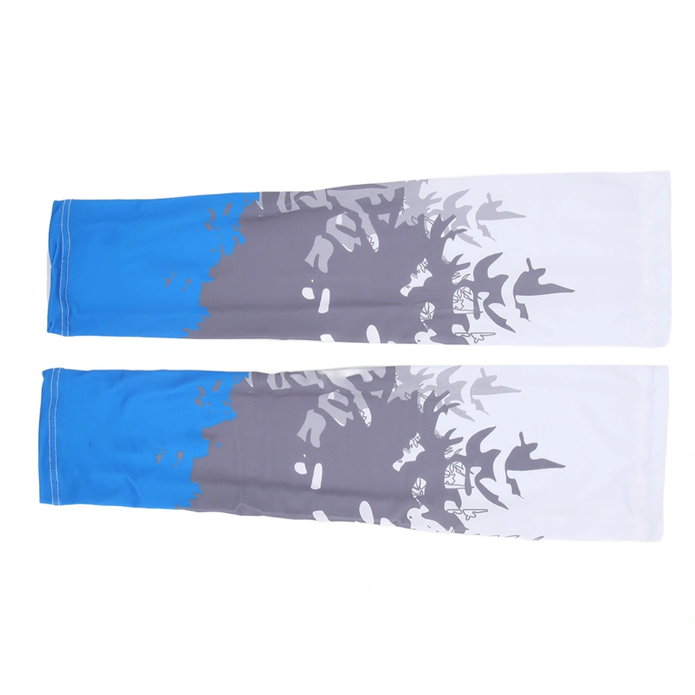 BuyWeek 1 Pair Ice Silk Arm Sleeves UV Sun Protection Thin Breathable Cooling Arm Sleeves for Drive Summer Sports XL Blue