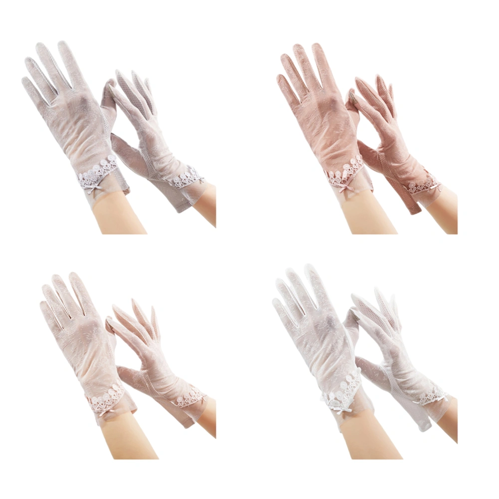 4 Pairs Women Lace Gloves Lightweight Breathable Touch Screen Prevents Skid Sun UV Protection Gloves for Summer Outdoor Cycling Driving