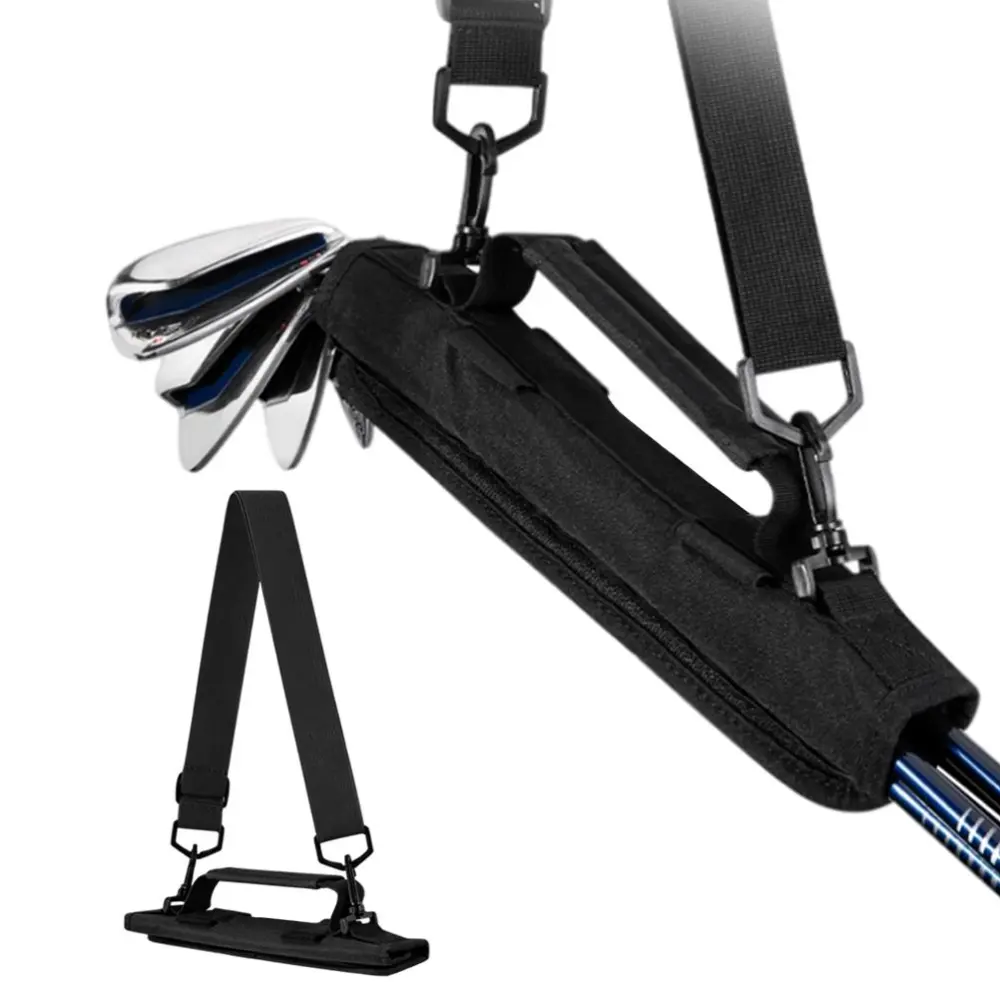 Golf Club Bag Adjustable Shoulder Strap Lightweight Portable Men Golf Club Carrier with Tee Holder for 5 Clubs Black