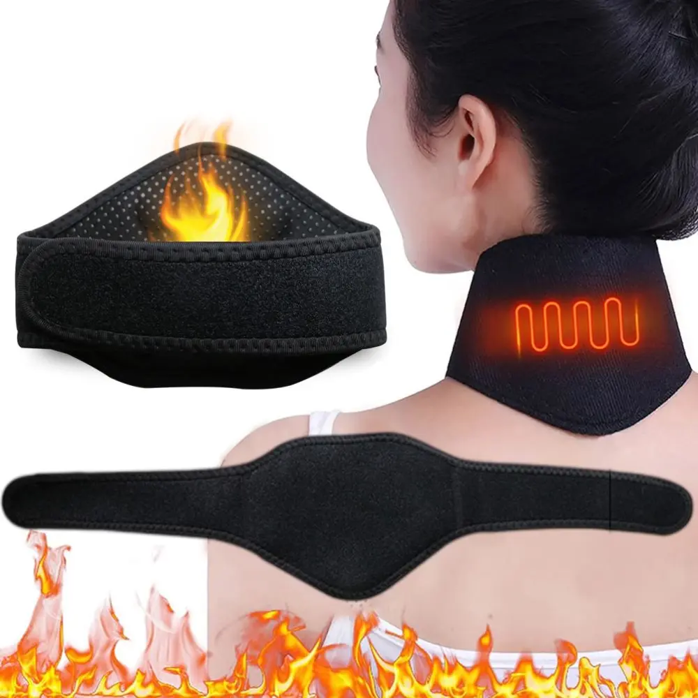 BuyWeek Magnetic Thermal Self Heating Neck Pad Massager Belt Neck Support Brace Massager with 9 Magnetic Stones