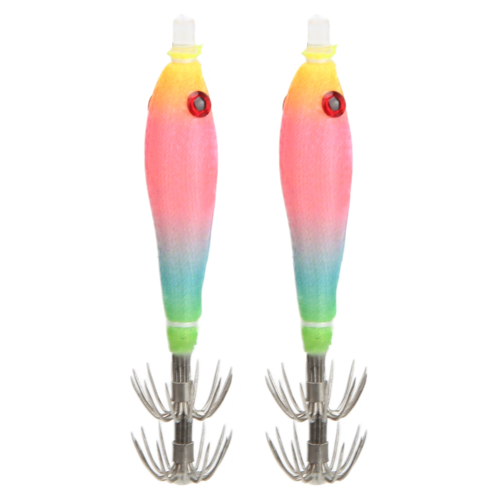 Squid Hook Intensive Luminous Stainless Steel Cuttlefish Jig Polishing Double Row Fishing Bait Pink