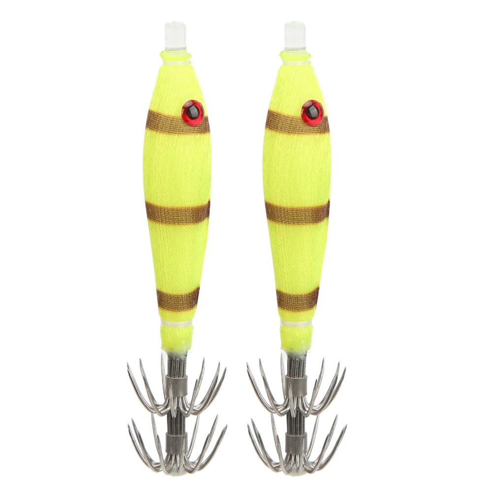 BuyWeek Squid Hook Intensive Luminous Stainless Steel Cuttlefish Jig Polishing Double Row Fishing Bait Yellow