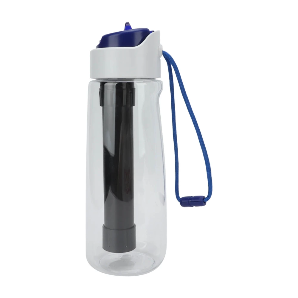 Water Bottle with Filter 750ML Portable Removable Washable Multi Layer Filtration Purified Water Bottle for Cycling White