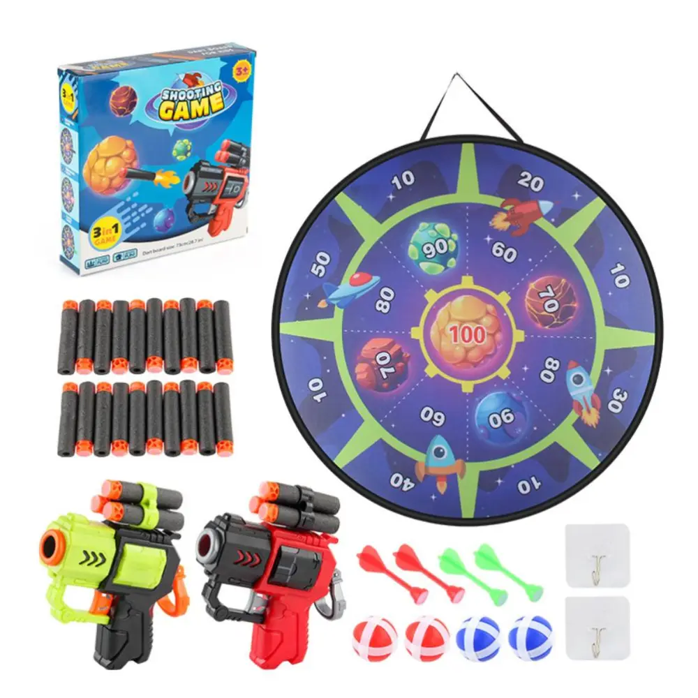 Dart Board for Kids 3 in 1 Space Safe Dartboard Shooting Toy Indoor Outdoor Party Sports Games for Boys Girls