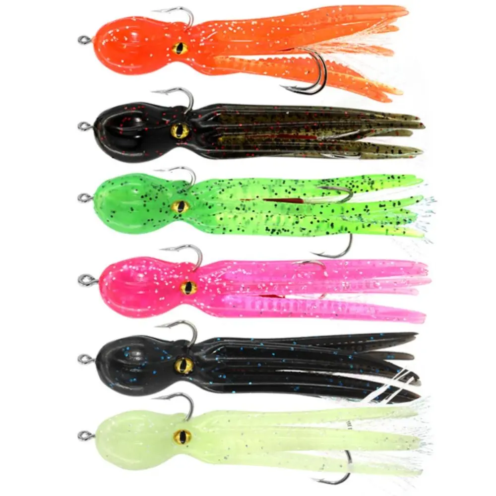 6Pcs Octopus Swimbait Soft Fishing Lure with Hook Squid Jigs Artificial Bait for Saltwater Ocean Fishing