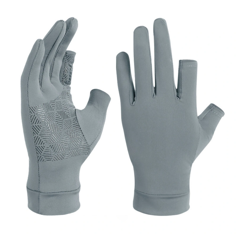 BuyWeek Workout Gloves 2 Cut Fingers Sun Protection Gloves Elastic Ice Silk Gloves for Sports Fishing Cycling Fitness