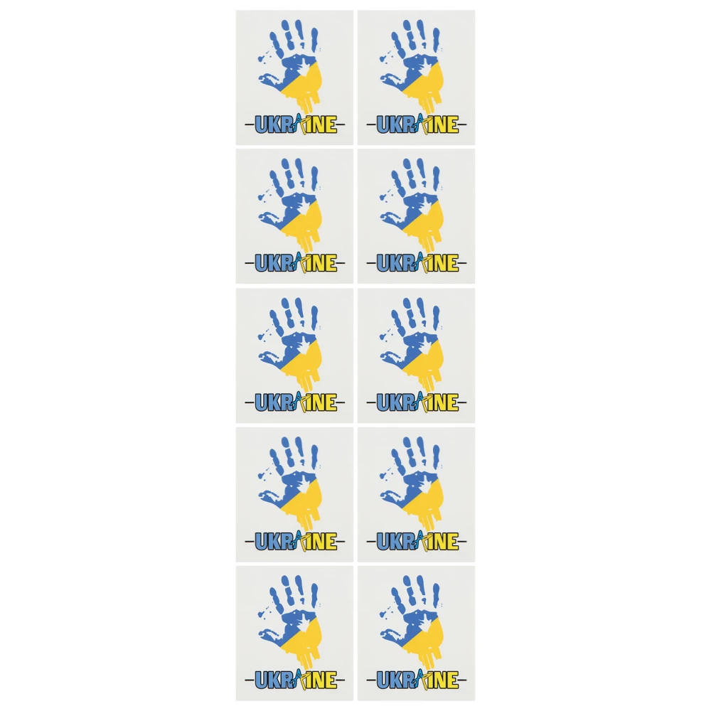 BuyWeek 10Pcs PVC Sticker Ukraine Sticker Hand Print Wall Decorative Sticker 8x7cm for Indoor Outdoor