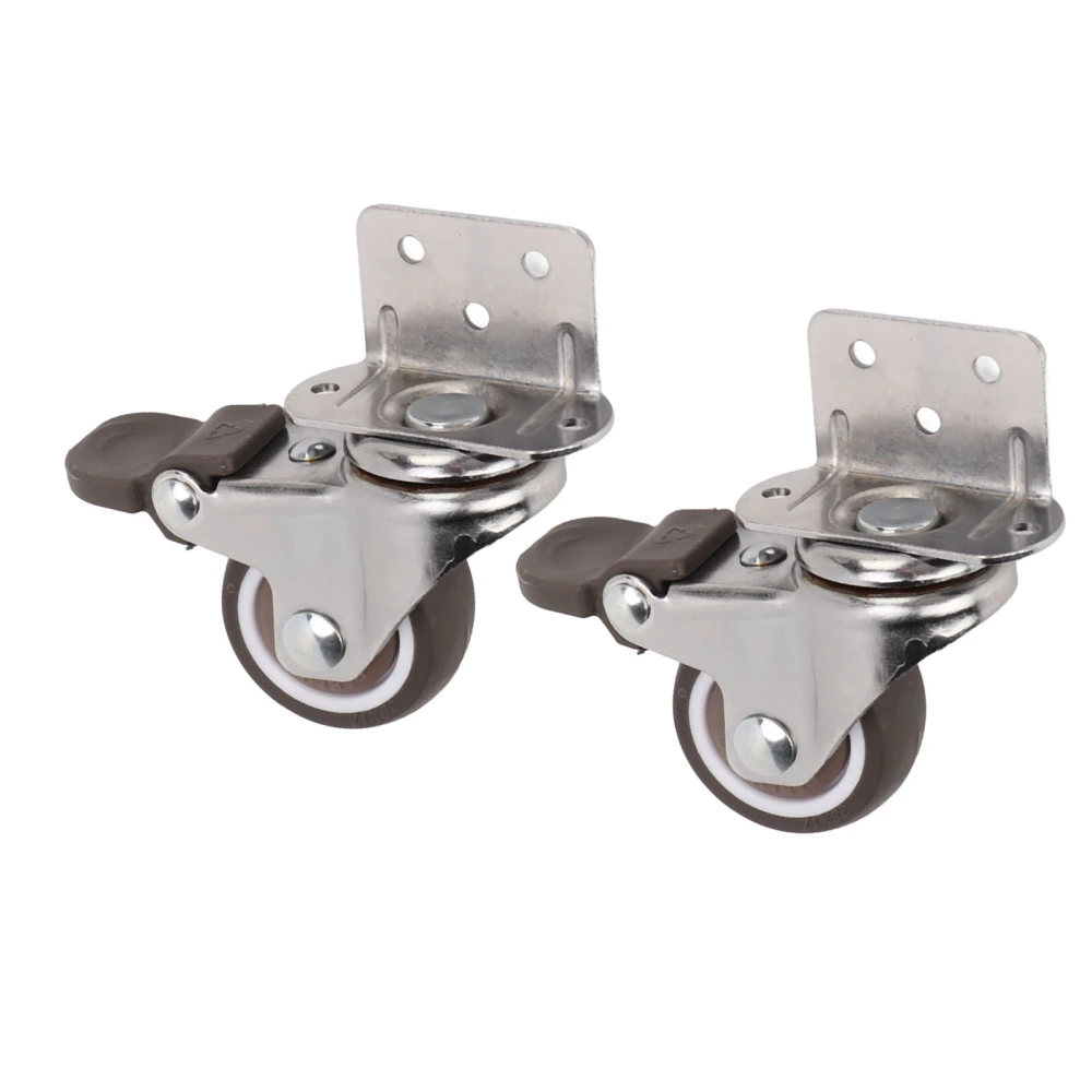 2pcs Caster Wheels Low Noise 360° Rotating TPE Rubber Dustproof Casters with Brake for Furniture Cabinets