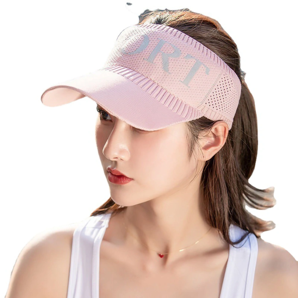 Sun Protection Visor Hat Foldable Sunscreen Ventilate UV Protection Beach Hat for Sports Pink Free Size