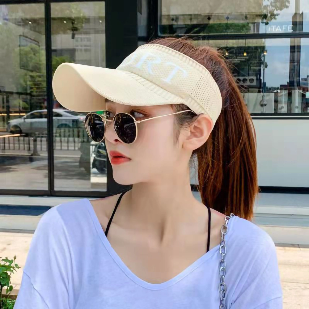 Sun Protection Visor Hat Foldable Sunscreen Ventilate UV Protection Beach Hat for Sports Cream Free Size