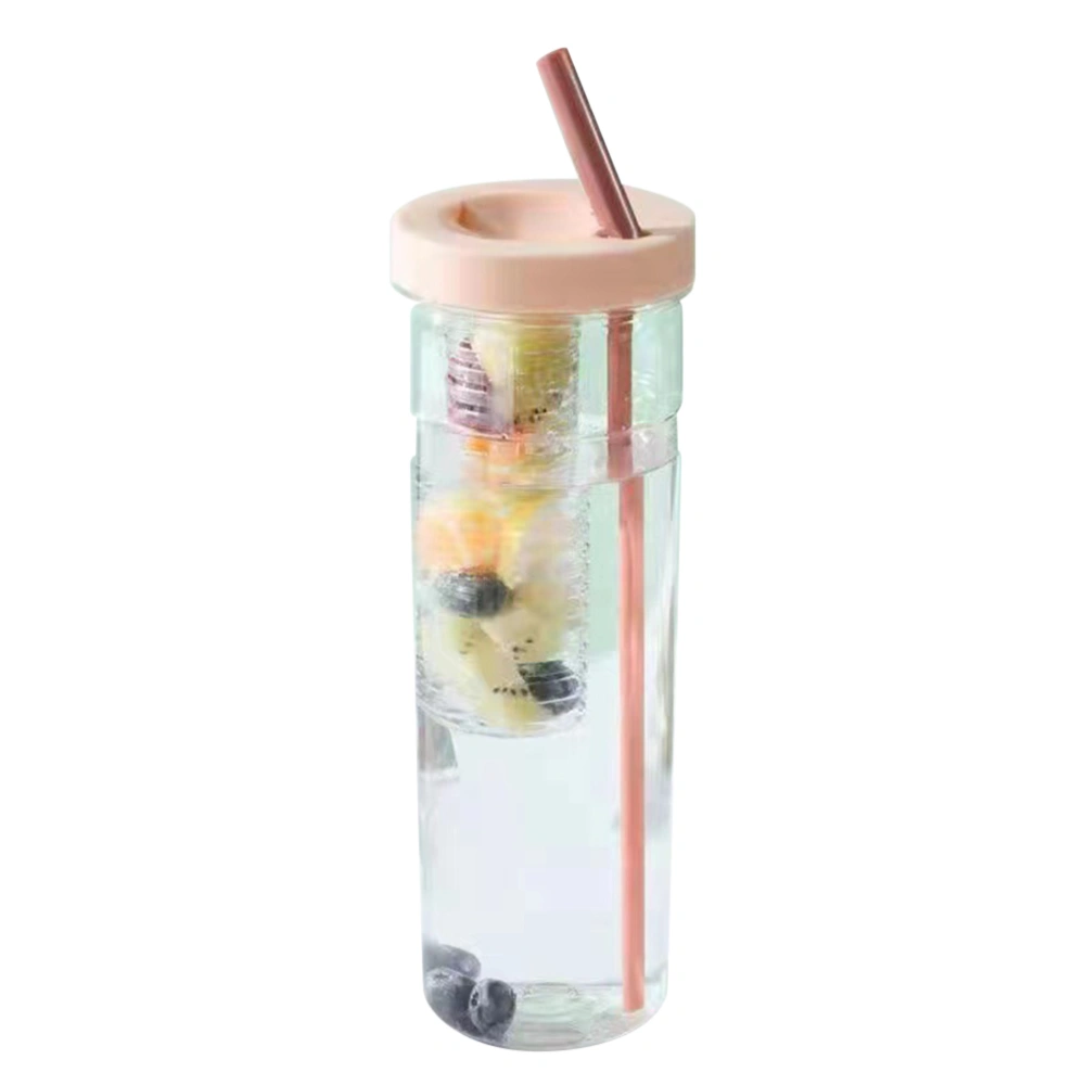 BuyWeek Fruit Infuser Water Bottle with Straw Portable Large Capacity Clear Sports Water Bottle for Fitness Gym Outdoor Activities