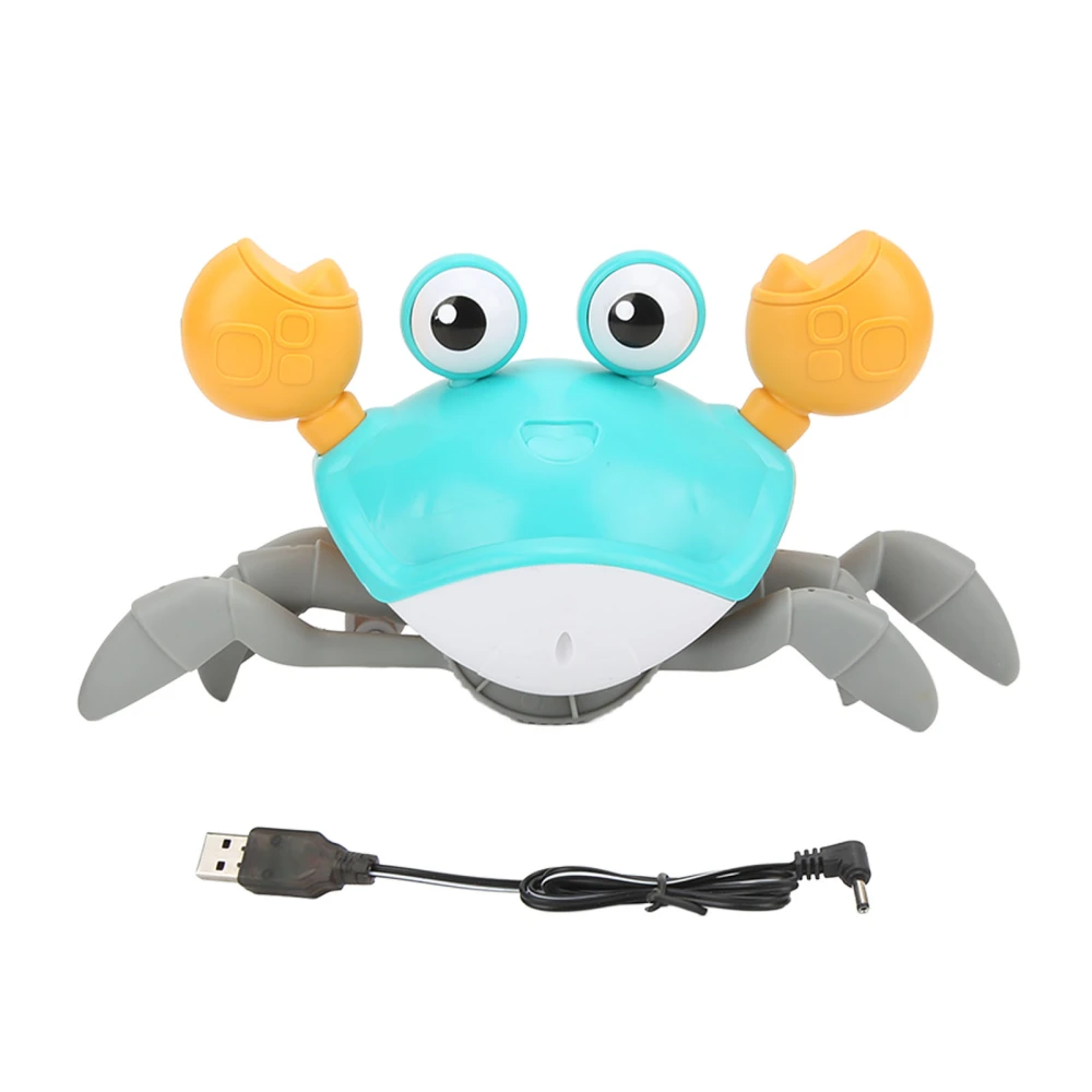 Crab Crawling Toy USB Rechargeable Automatically Avoid Obstacles Crawling Crab Baby Toy with Music and LightBlue