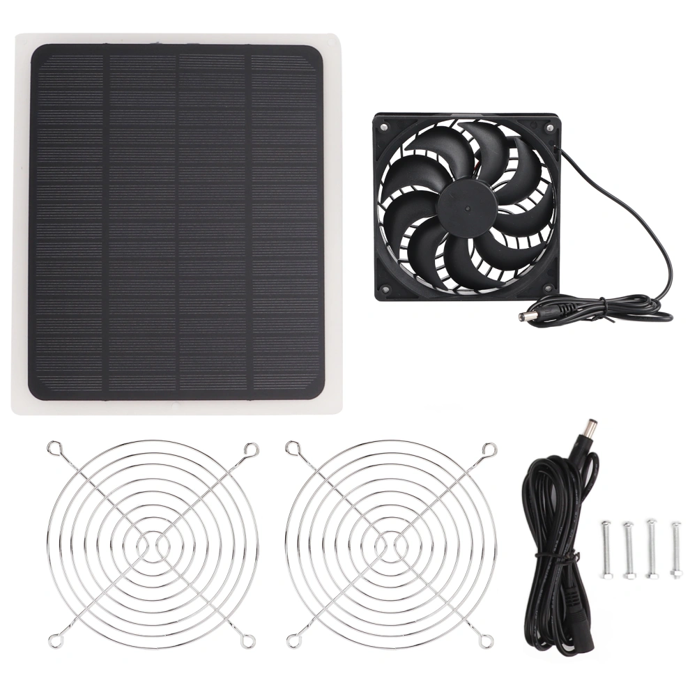 10W Solar Panel Fan Kit Waterproof Cooling Ventilator for Dog Chicken House Greenhouse