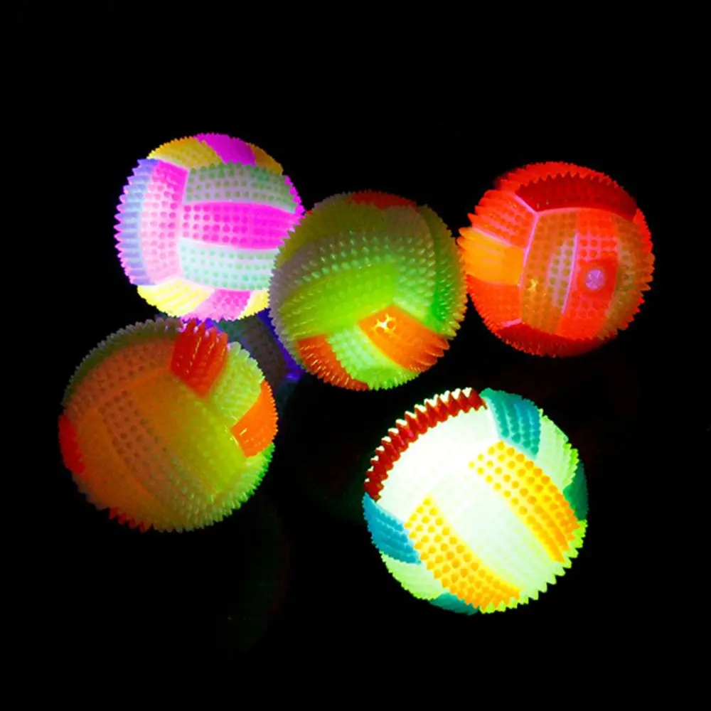 5 Pcs Flashing Jumping Balls Bouncy Stress Ball Toys Soft Spike Light Up Bouncy Balls Fitness Equipment Toys