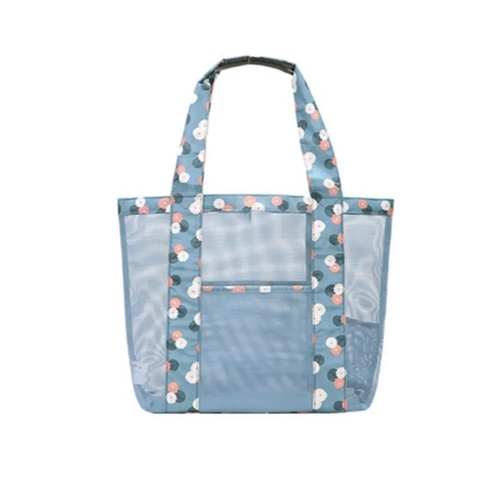 Mesh Beach Bag Lightweight Foldable Grocery Tote Laundry Bag Picnic Tote Portable Travel Beach Toy Bag Pool Bag