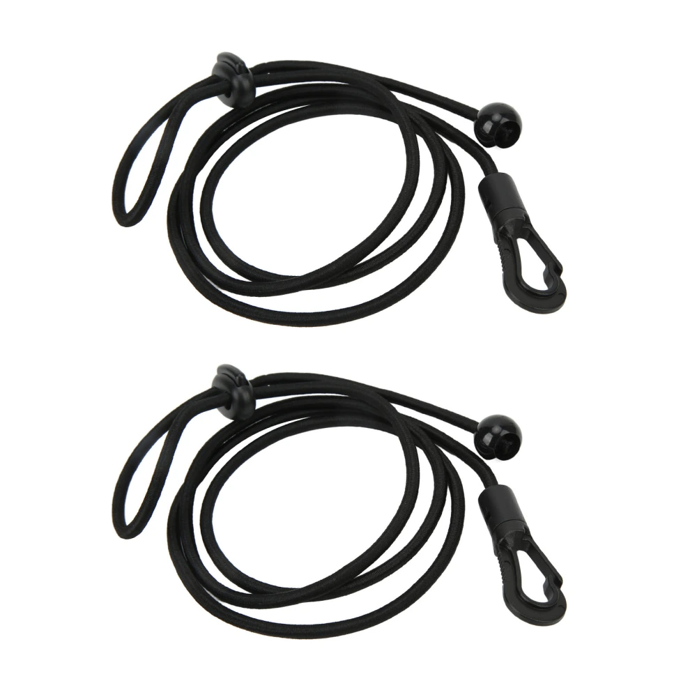 2pcs/set 180cm Kayak Canoe Paddle Leash Clip Stretchable Fishing Rod Tether Holder for Kayaking Surfing Black