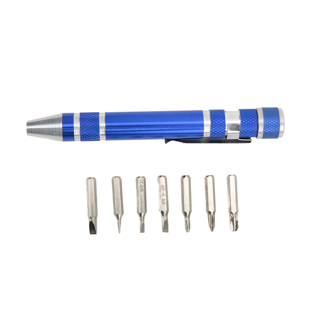 Pocket Screwdriver 8 in 1 Mini Hand Pen Screwdriver Magnetic Type Multipurpose for Fine ScrewsBlue