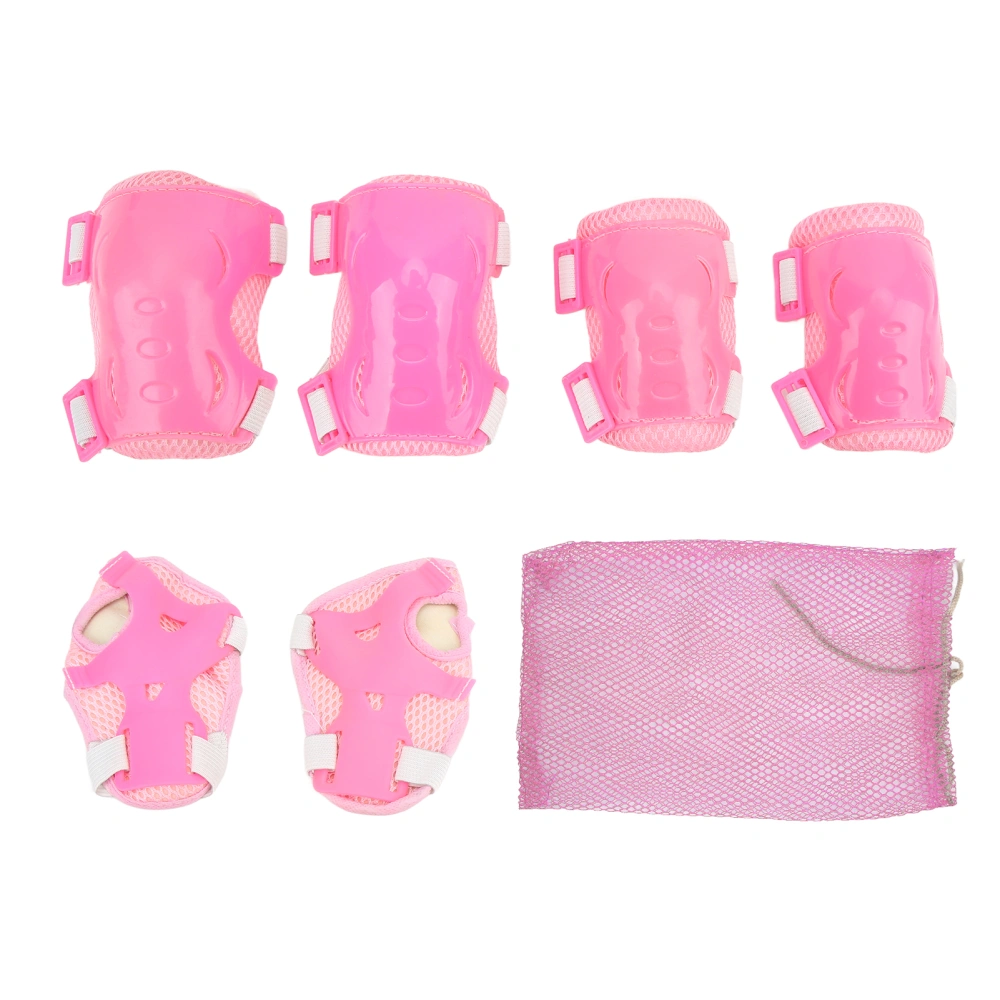 BuyWeek 6Pcs / Set Roller Skating Protective Gear Adjustable Knee Elbow Palm Guards for 6‑18 Years OldPink