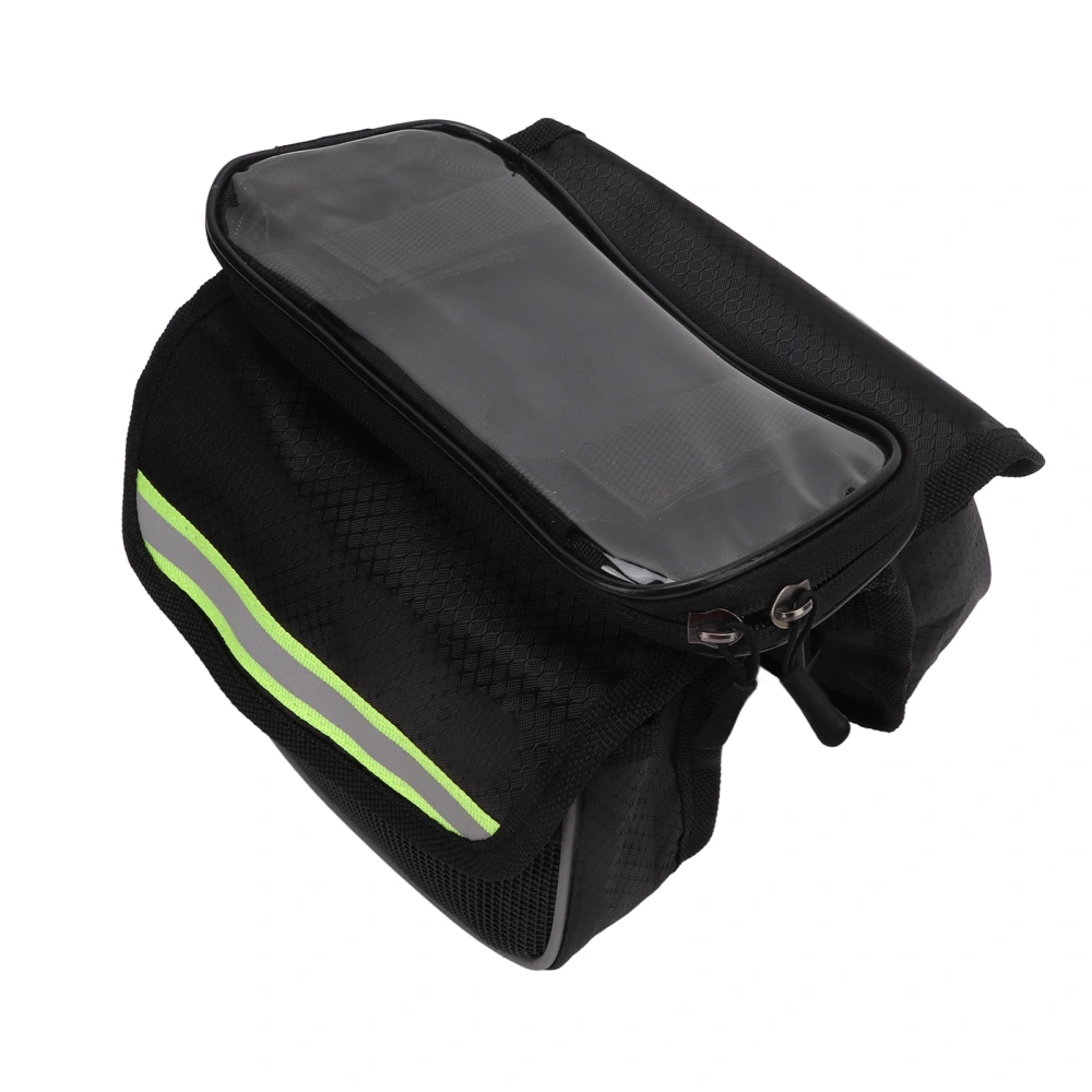 Bike Phone Bag 600D Nylon Fabric Transparent TPU Film Shock Resistant High Safety Bike Frame Bag for 4.8 to 5.7in PhoneGreen