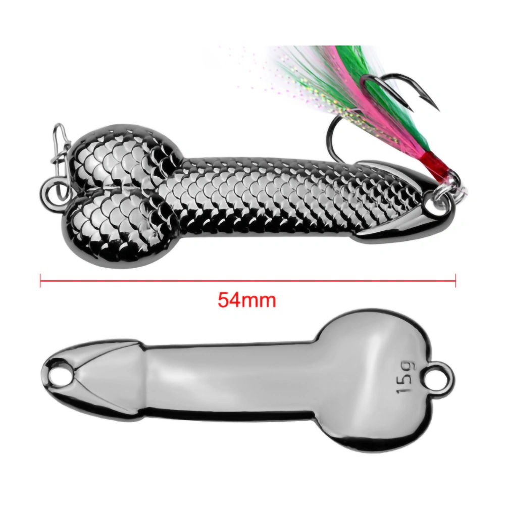 Sequins Spoon Fishing Lures with Feather Hook Metal Sequins Bait for Freshwater and Seawater15g 54mm / 2.1in Black