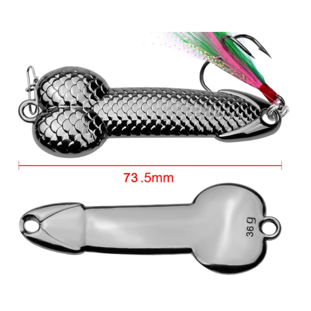 BuyWeek Sequins Spoon Fishing Lures with Feather Hook Metal Sequins Bait for Freshwater and Seawater36g 73.5mm / 2.9in Black