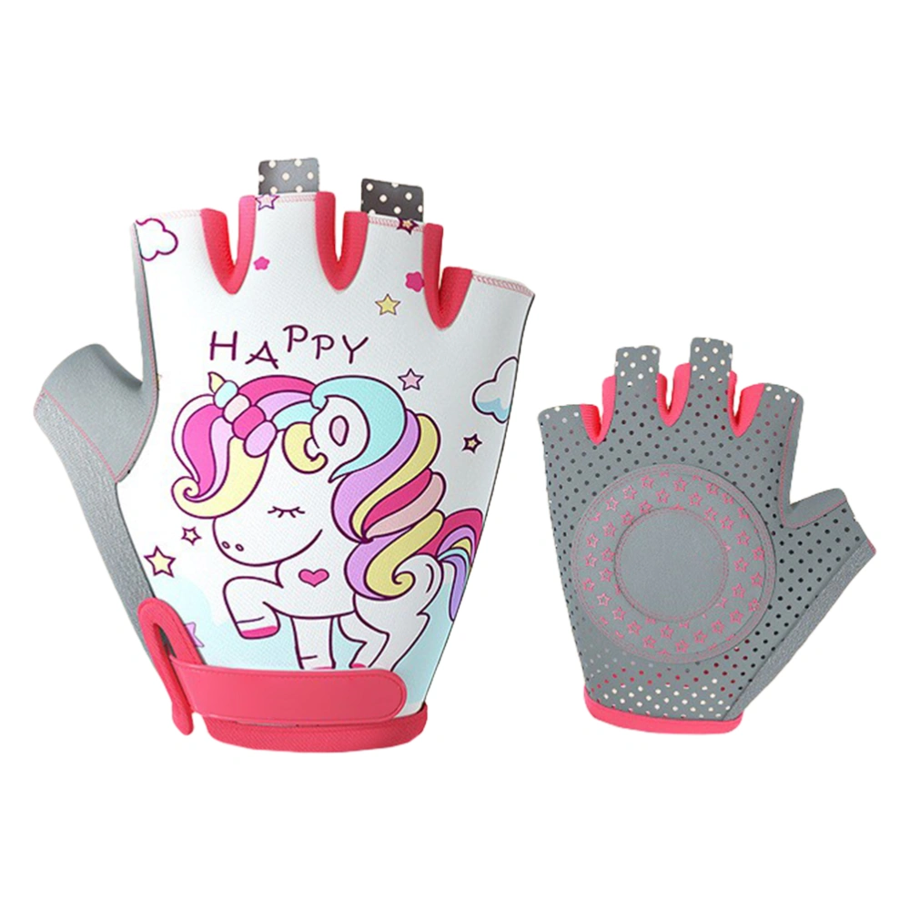 Kids Cycling Gloves Cute Cartoon Half Finger Bike Gloves Non Slip Mitten Shock Absorbing Breathable Sports Gloves for Boys Girls