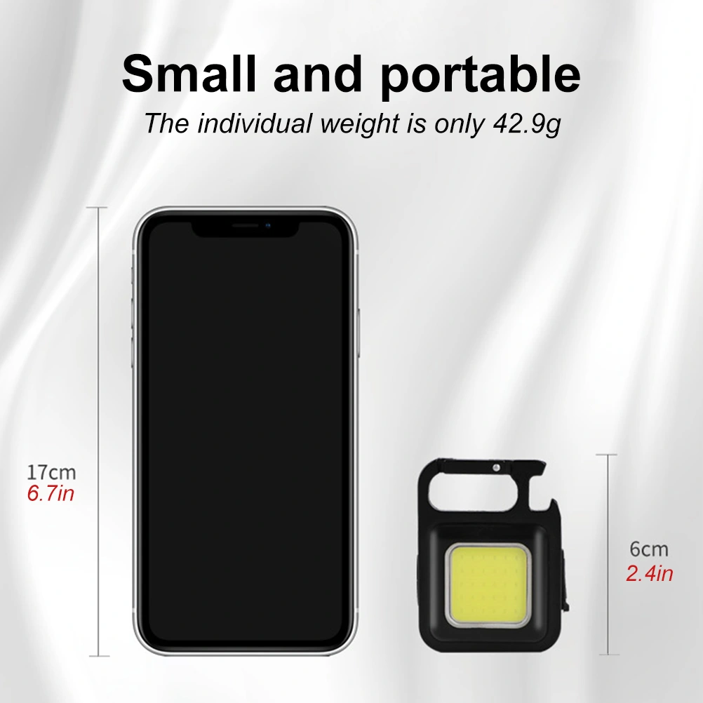 COB Small Flashlights Bright Rechargeable Keychain Mini Flashlight Multifunctional Portable Pocket Light for Emergency Outdoor Fishing Camping Repairing