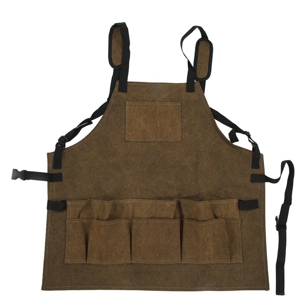 Shop Apron Large Capacity Washed Canvas Material Foldable Mud Color Universal Style Woodworking Apron for Barbecue