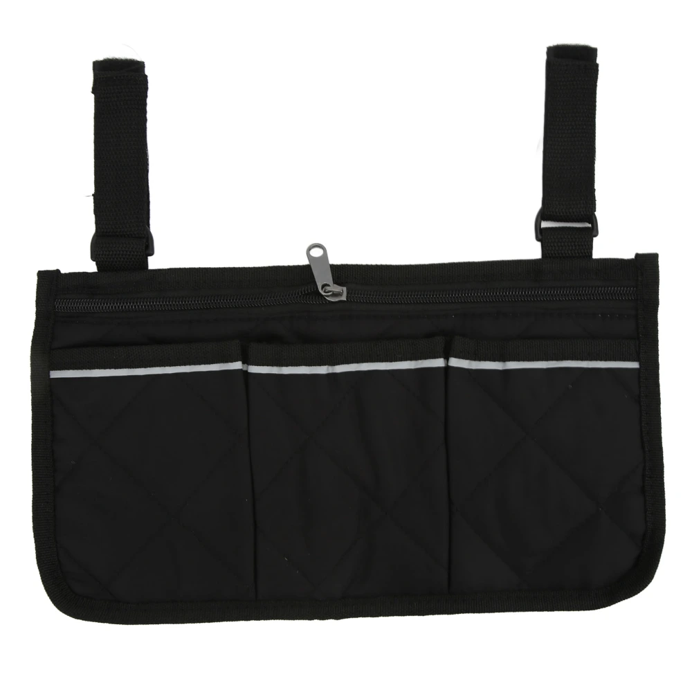 Wheelchair Side Hanging Storage Bag Multi Pocket Armrest Pouch Bag Wheelchair Armrest Accessories with Reflective Strips