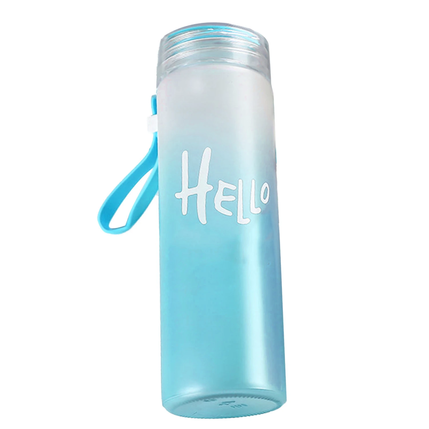 BuyWeek Gradient Colorful Glass Water Bottle Portable Non Slip 400ml Glass Water Bottle Cup with LidBlue