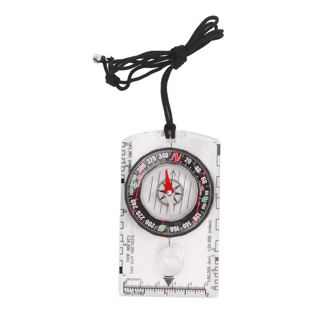 Orienteering Compass Multifunctional Compass Map Scale Ruler with Lanyard for Hiking Backpacking Navigation