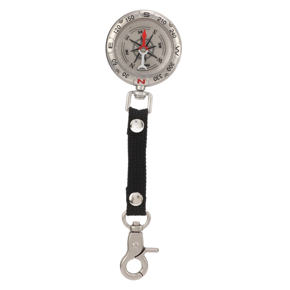 Zinc Alloy Outdoor Compass with Lanyard Buckle 360° Rotating Frame T49 Keychain Compass for Camping