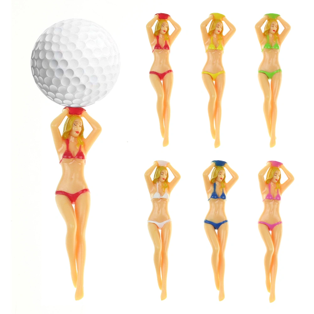 6Pcs Colored Bikini Woman Tees Novelty Tees Plastic Lady Girl Tee for Training Accessories