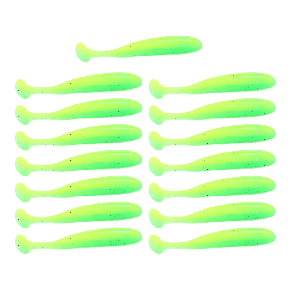 15Pcs Two Color T Tail Soft Fishing Bait Artificial Silicone Soft Lure Fishing Tackle Gear for Freshwater SaltwaterCOLOR:C