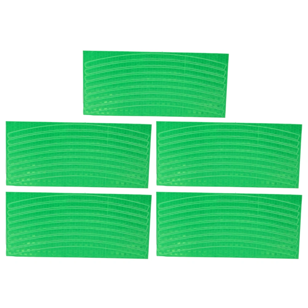 5pcs/set Mountain Bike Reflective Stickers High Temperature Resistant Bicycle Wheel Rim StripesGreen