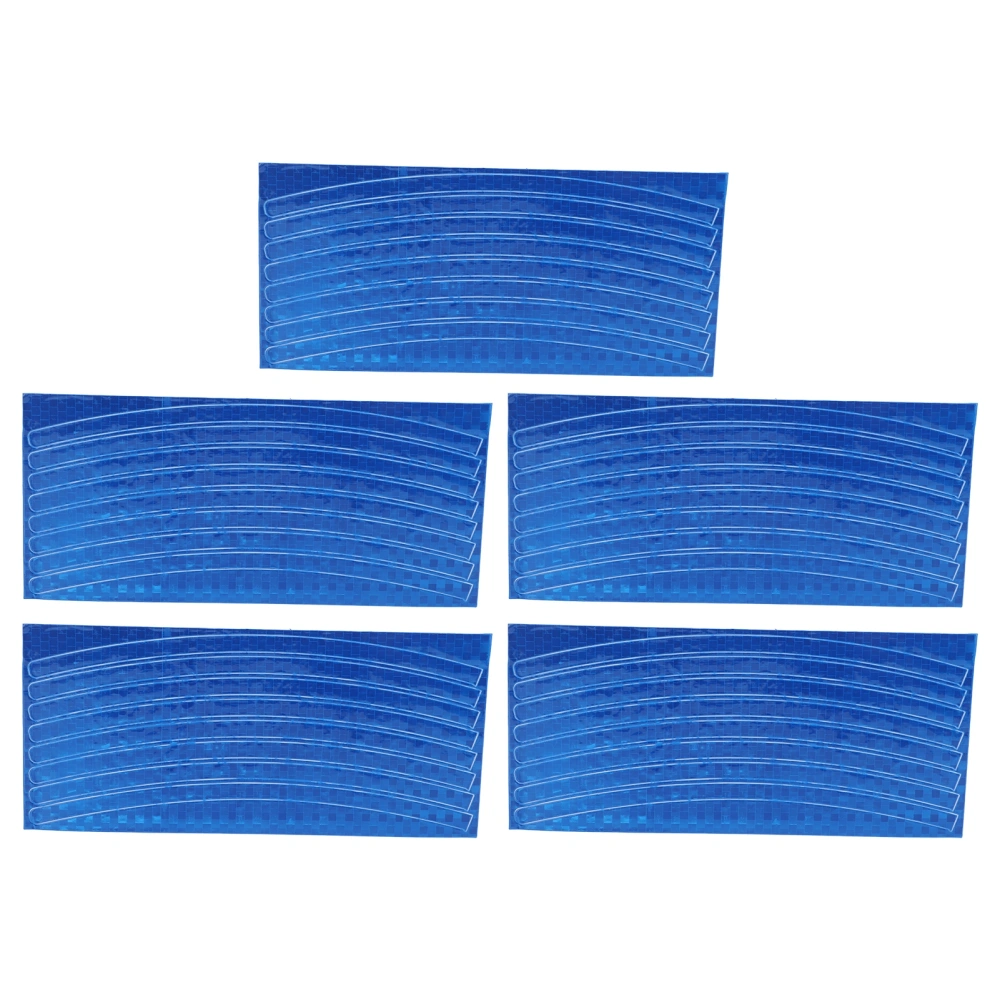 5pcs/set Mountain Bike Reflective Stickers High Temperature Resistant Bicycle Wheel Rim StripesBlue