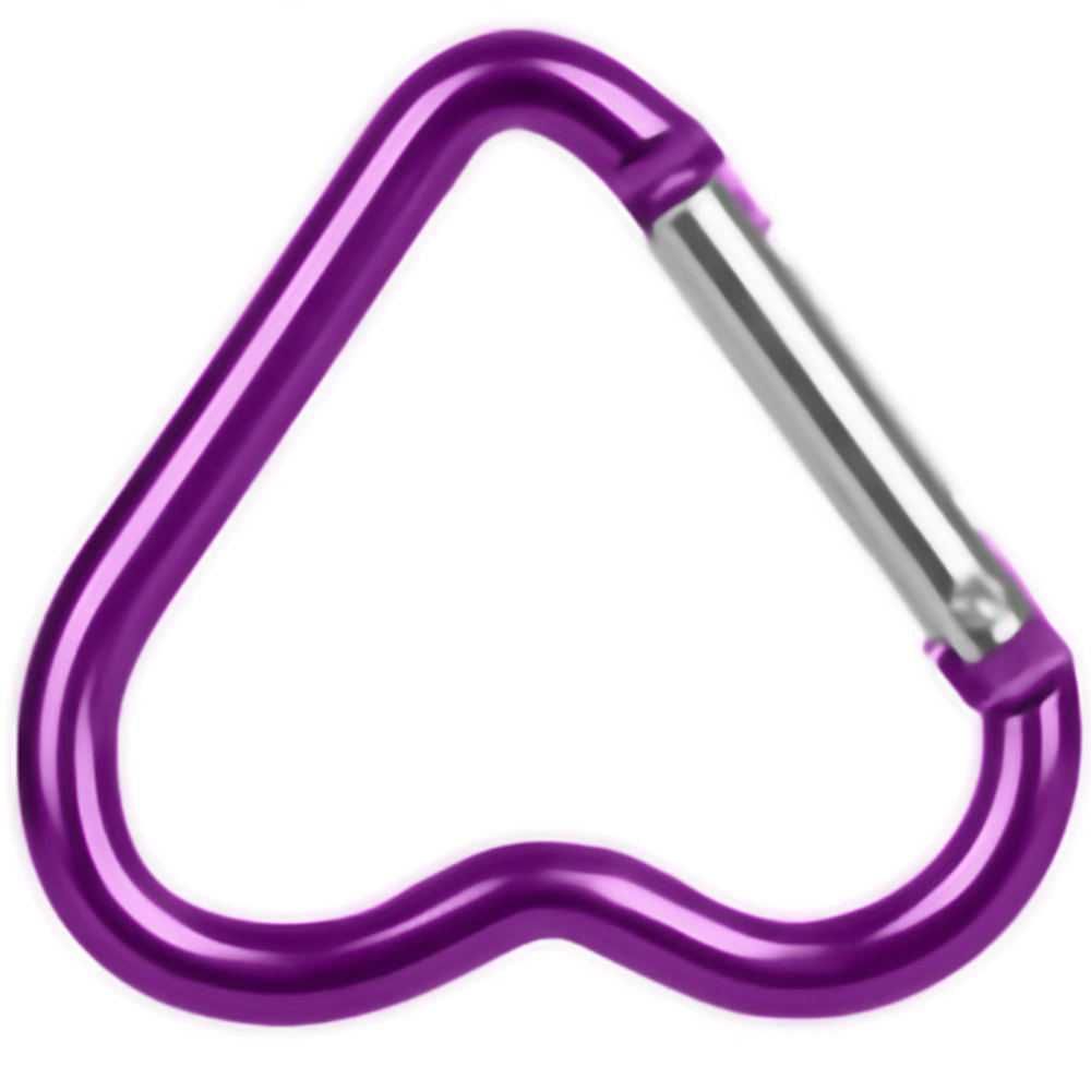 Aluminum Alloy Carabiner Heart Shaped Heavy Duty Metal Camping Hanging Buckle for Hiking Water Bottle KeychainPurple