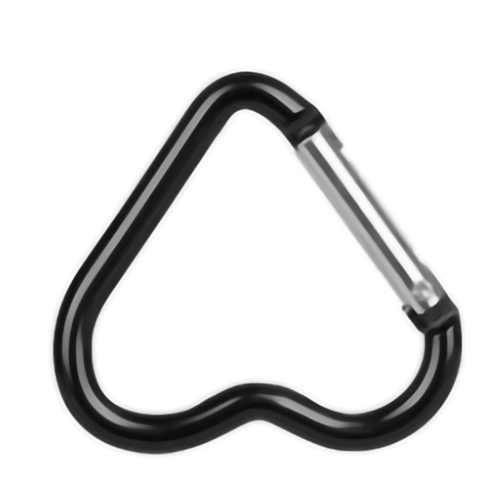 Aluminum Alloy Carabiner Heart Shaped Heavy Duty Metal Camping Hanging Buckle for Hiking Water Bottle KeychainBlack